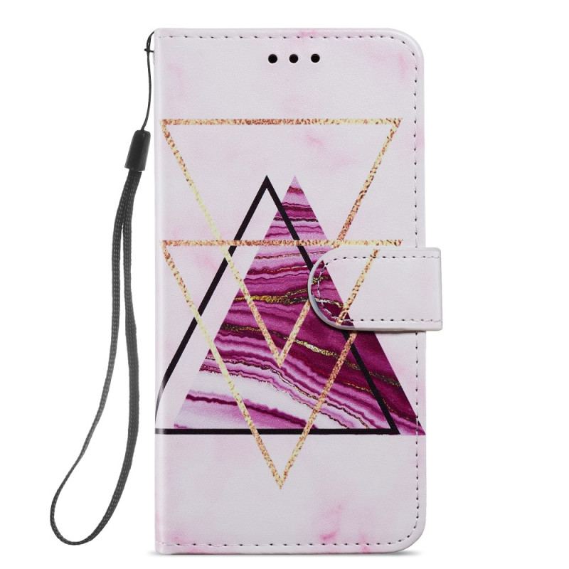 Flip Cover Samsung Galaxy A34 5G Med Snor Strappy Marmor Stil