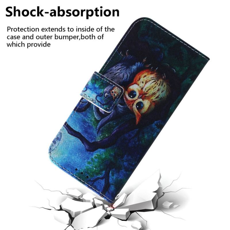 Flip Cover Samsung Galaxy A34 5G Med Snor Strappy Owls Maleri