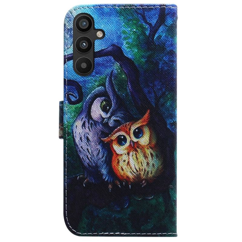 Flip Cover Samsung Galaxy A34 5G Med Snor Strappy Owls Maleri