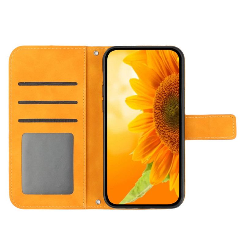 Flip Cover Samsung Galaxy A34 5G Med Snor Strappy Solsikke