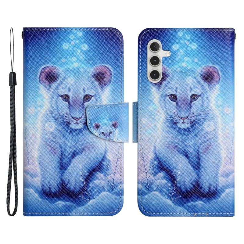 Flip Cover Samsung Galaxy A34 5G Med Snor Strappy White Tiger