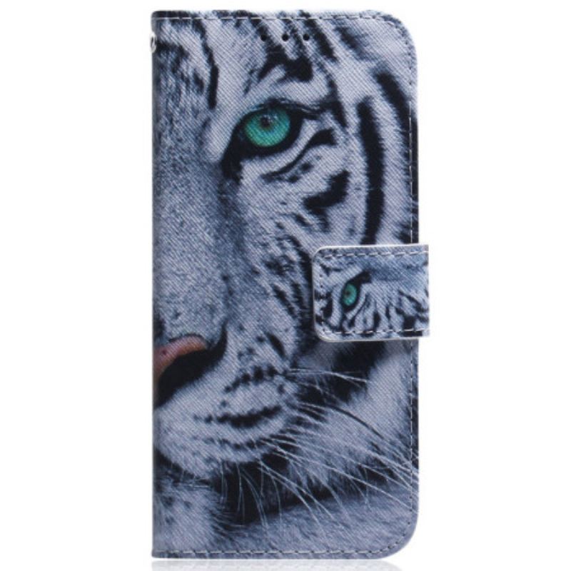 Flip Cover Samsung Galaxy A34 5G Med Snor Strappy White Tiger