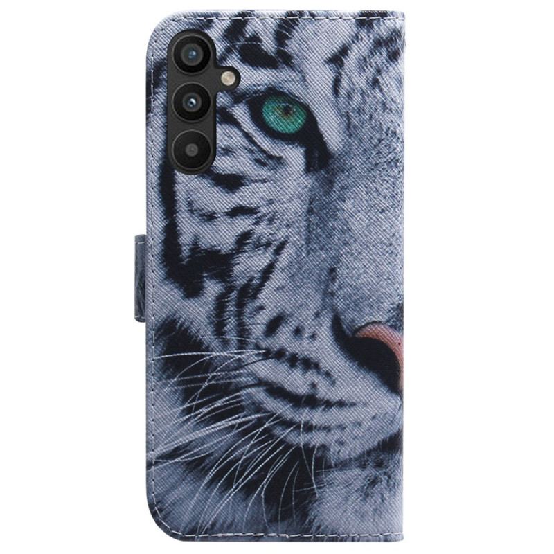 Flip Cover Samsung Galaxy A34 5G Med Snor Strappy White Tiger