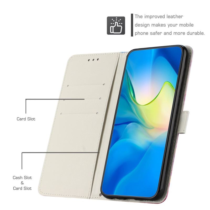 Flip Cover Samsung Galaxy A34 5G Med Snor Strip Marmor