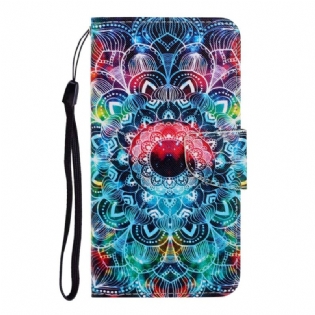 Læder Cover Samsung Galaxy A34 5G Hvid Tiger Med Snor