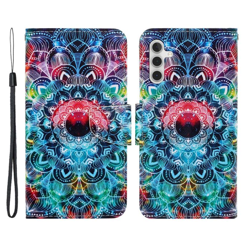 Læder Cover Samsung Galaxy A34 5G Hvid Tiger Med Snor