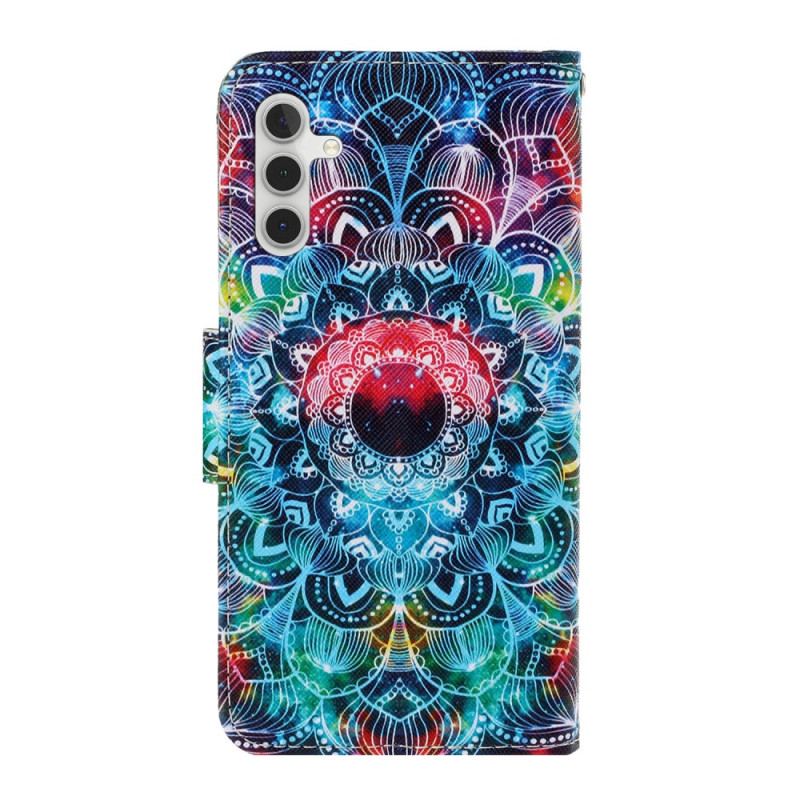 Læder Cover Samsung Galaxy A34 5G Hvid Tiger Med Snor