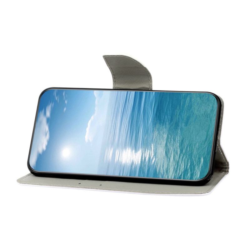 Læder Cover Samsung Galaxy A34 5G Hvid Tiger Med Snor