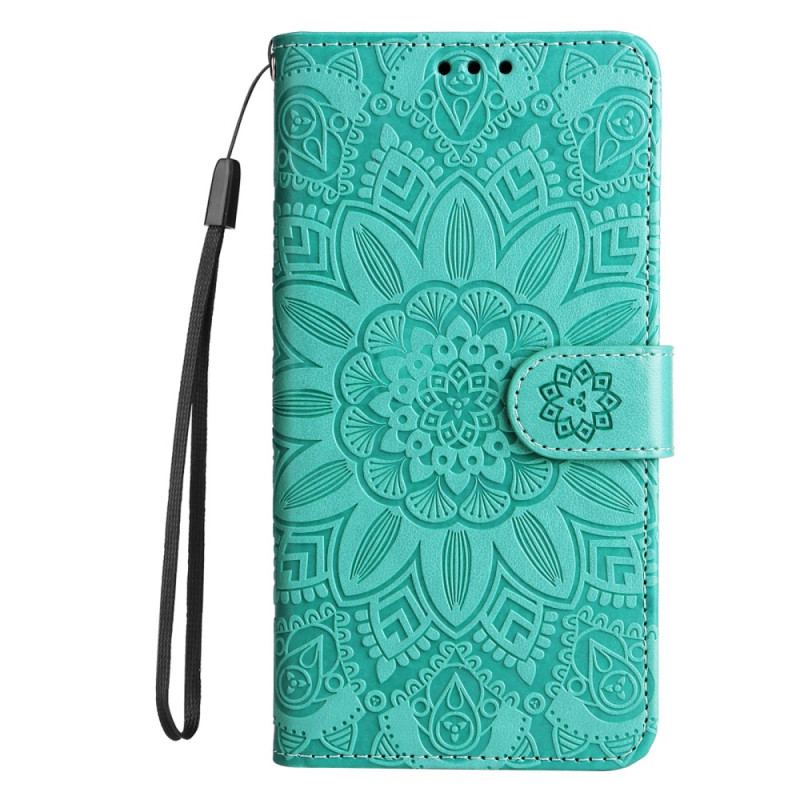 Læder Cover Samsung Galaxy A34 5G Mandala Sun Med Snor