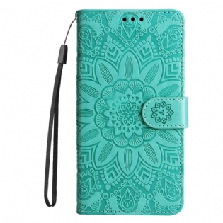 Læder Cover Samsung Galaxy A34 5G Mandala Sun Med Snor