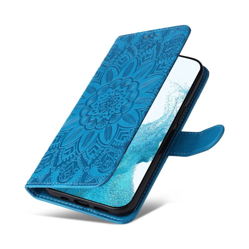 Læder Cover Samsung Galaxy A34 5G Mandala Sun Med Snor