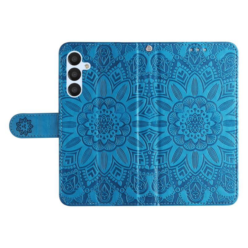 Læder Cover Samsung Galaxy A34 5G Mandala Sun Med Snor