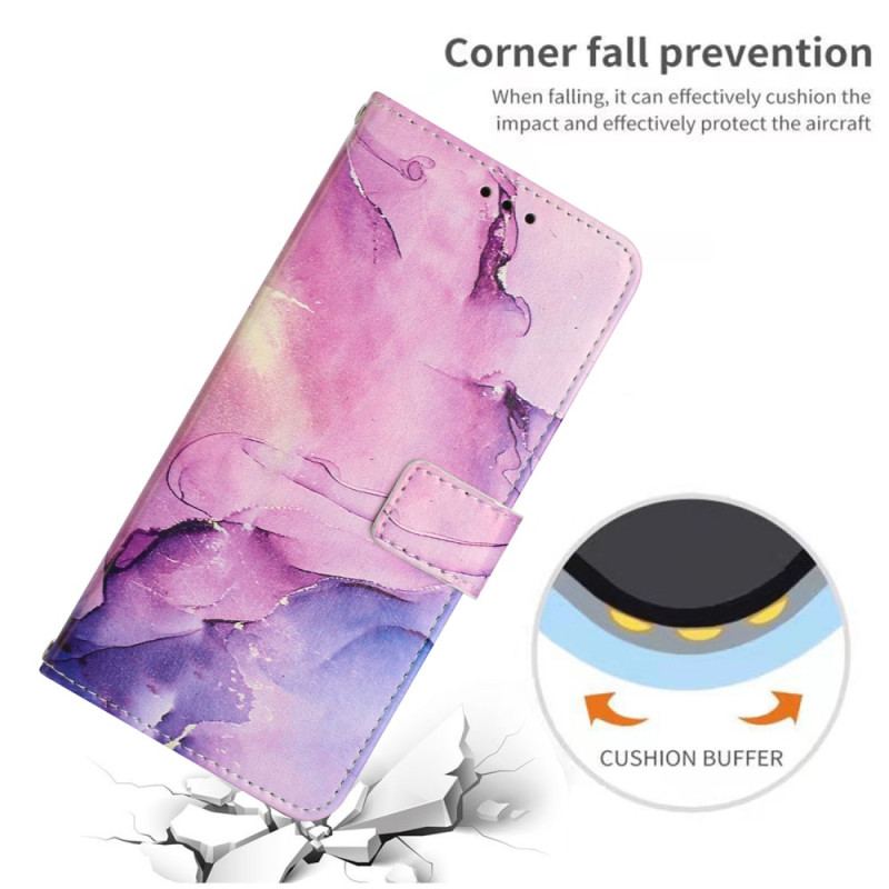 Læder Cover Samsung Galaxy A34 5G Marmor Skulderrem