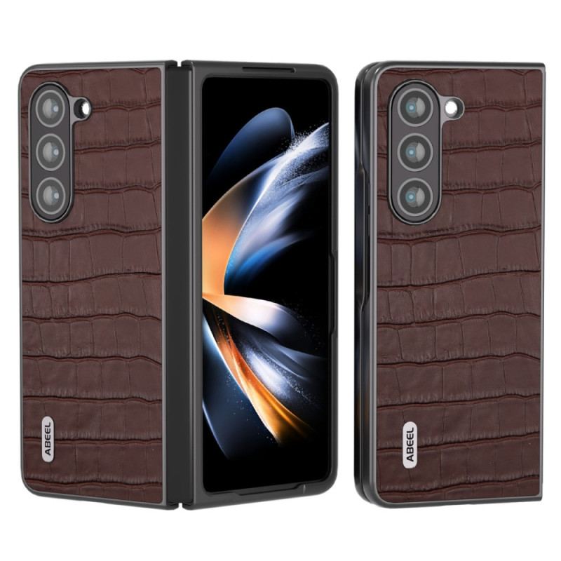 Cover Samsung Galaxy Z Fold 5 Krokodilledesign I Ægte Læder