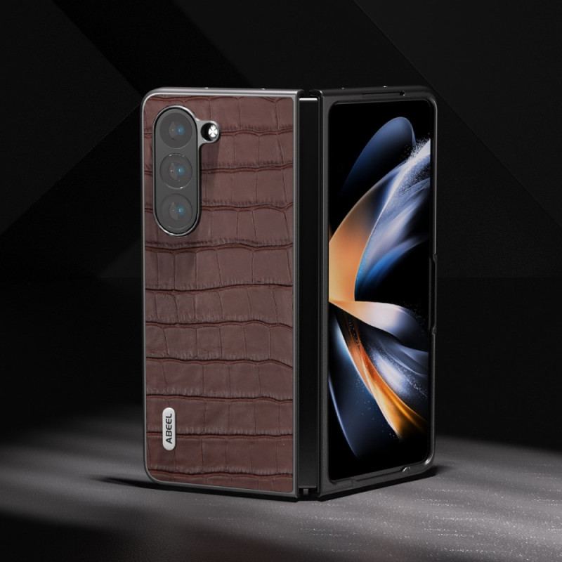 Cover Samsung Galaxy Z Fold 5 Krokodilledesign I Ægte Læder