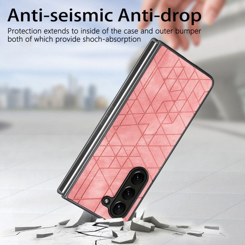 Cover Til Samsung Galaxy Z Fold 5 Geometriske Mønstre I Kunstlæder