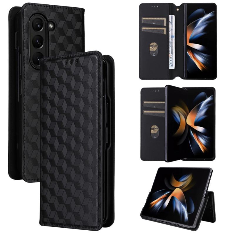 Læder Cover Samsung Galaxy Z Fold 5 Telefon Etui 3d-mønster