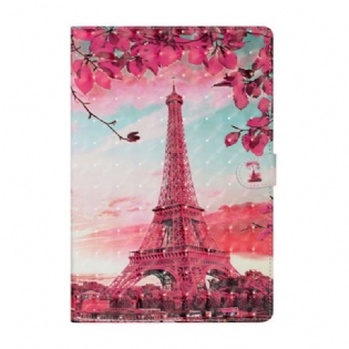 Læder Cover Samsung Galaxy Tab S8 Plus / Tab S7 Plus Blomstret Eiffeltårnet