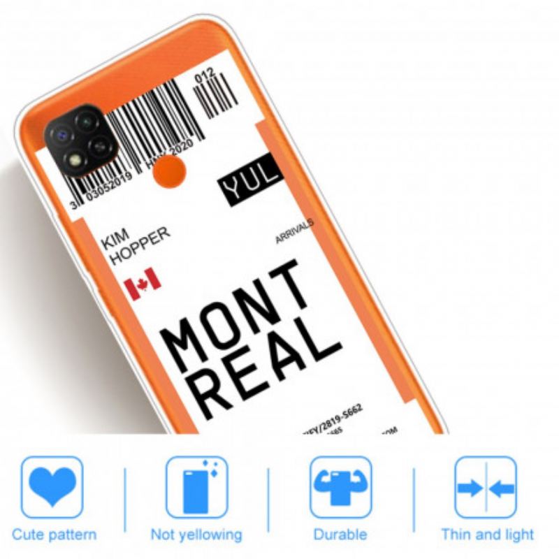 Cover Xiaomi Redmi 9C Boardingkort Til Montreal