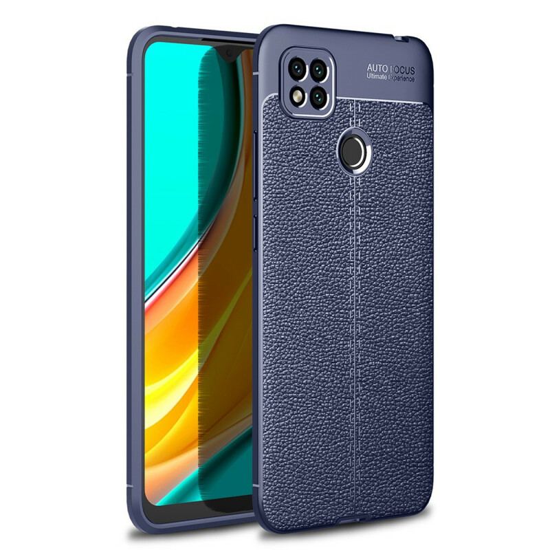 Cover Xiaomi Redmi 9C Dobbelt Linje Litchi Læder Effekt