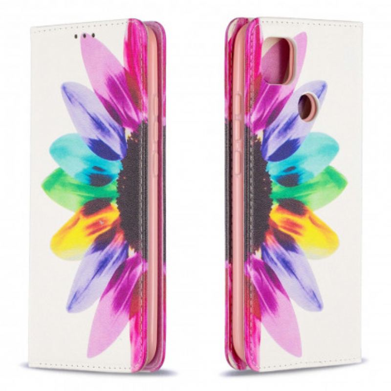 Cover Xiaomi Redmi 9C Flip Cover Akvarel Blomst