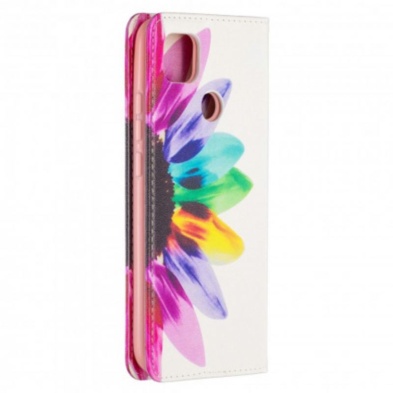 Cover Xiaomi Redmi 9C Flip Cover Akvarel Blomst