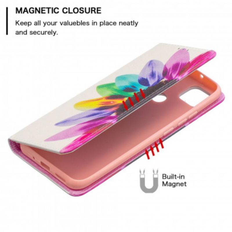 Cover Xiaomi Redmi 9C Flip Cover Akvarel Blomst