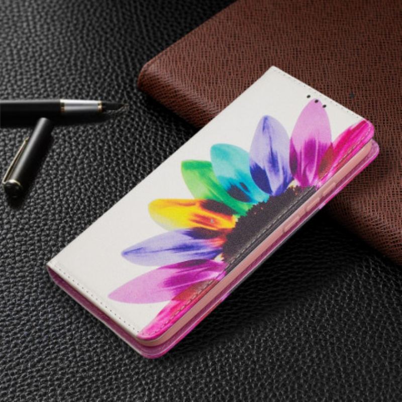 Cover Xiaomi Redmi 9C Flip Cover Akvarel Blomst