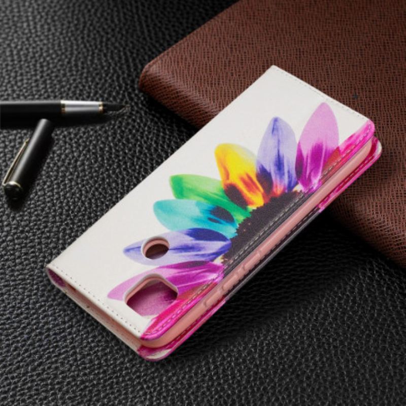 Cover Xiaomi Redmi 9C Flip Cover Akvarel Blomst