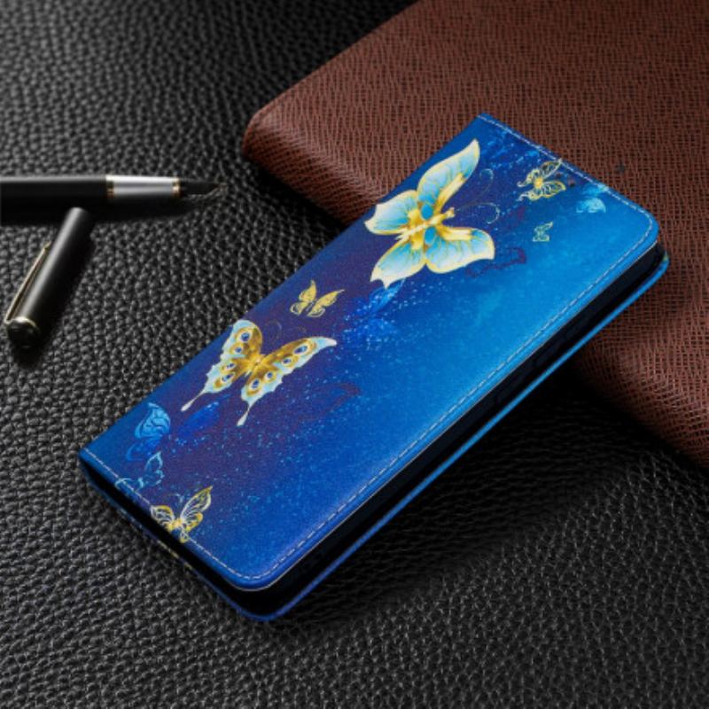 Cover Xiaomi Redmi 9C Flip Cover Farverige Sommerfugle