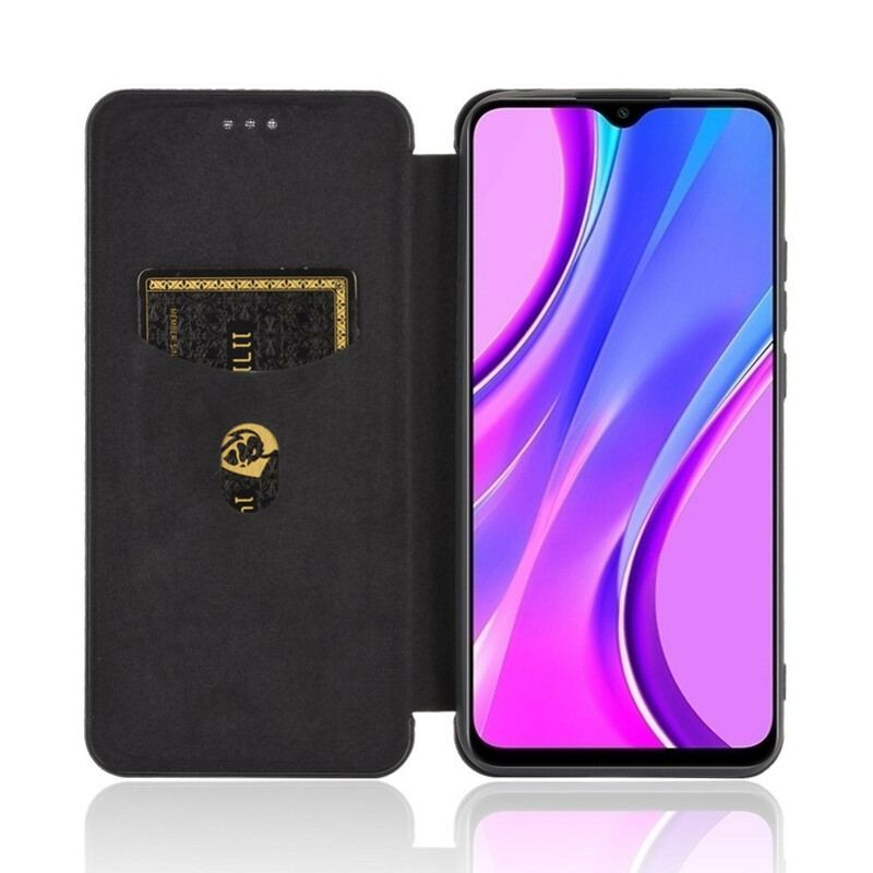 Cover Xiaomi Redmi 9C Flip Cover Farvet Carbon Silikone