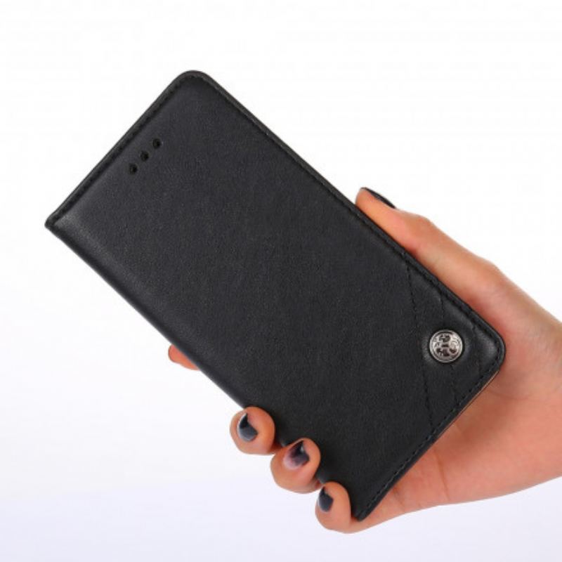 Cover Xiaomi Redmi 9C Flip Cover Stil Lædernitte