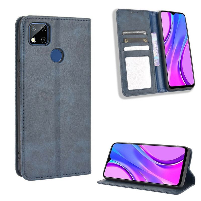 Cover Xiaomi Redmi 9C Flip Cover Stiliseret Vintage Lædereffekt