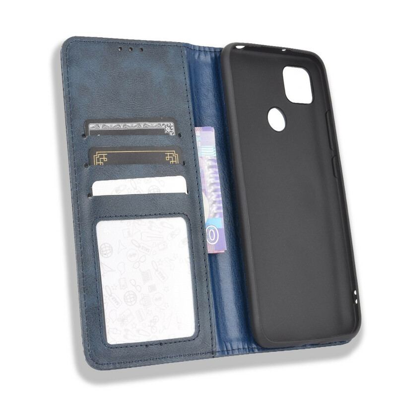 Cover Xiaomi Redmi 9C Flip Cover Stiliseret Vintage Lædereffekt