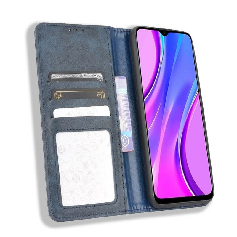 Cover Xiaomi Redmi 9C Flip Cover Stiliseret Vintage Lædereffekt