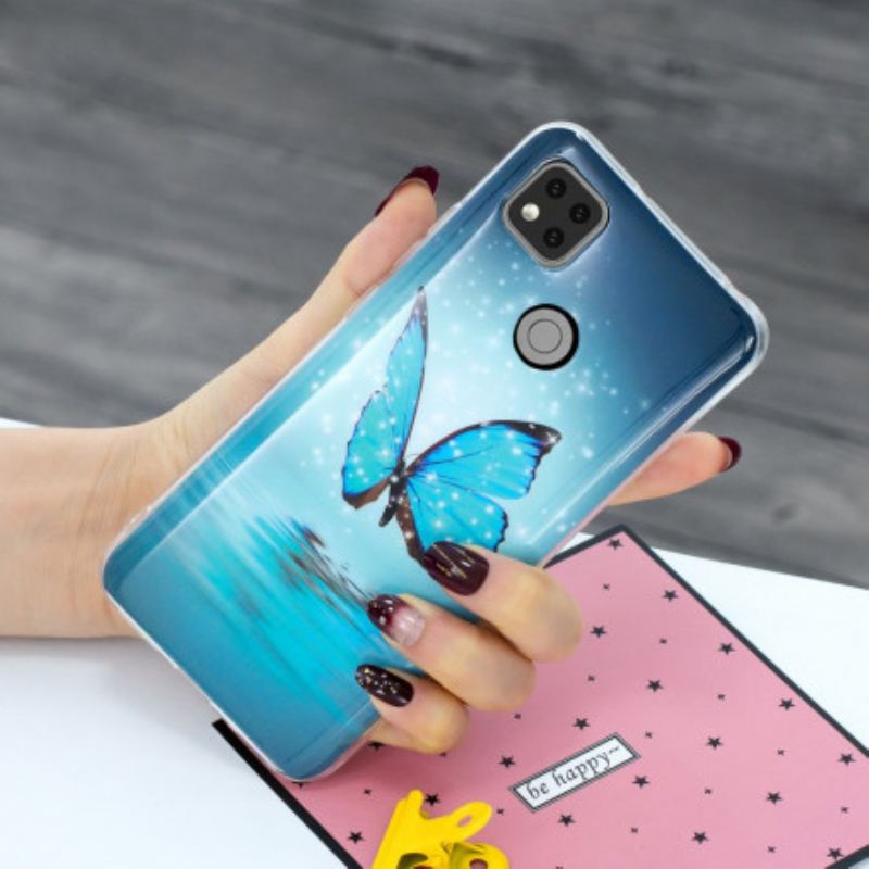 Cover Xiaomi Redmi 9C Fluorescerende Blå Sommerfugl