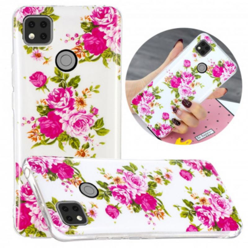 Cover Xiaomi Redmi 9C Fluorescerende Liberty-blomster