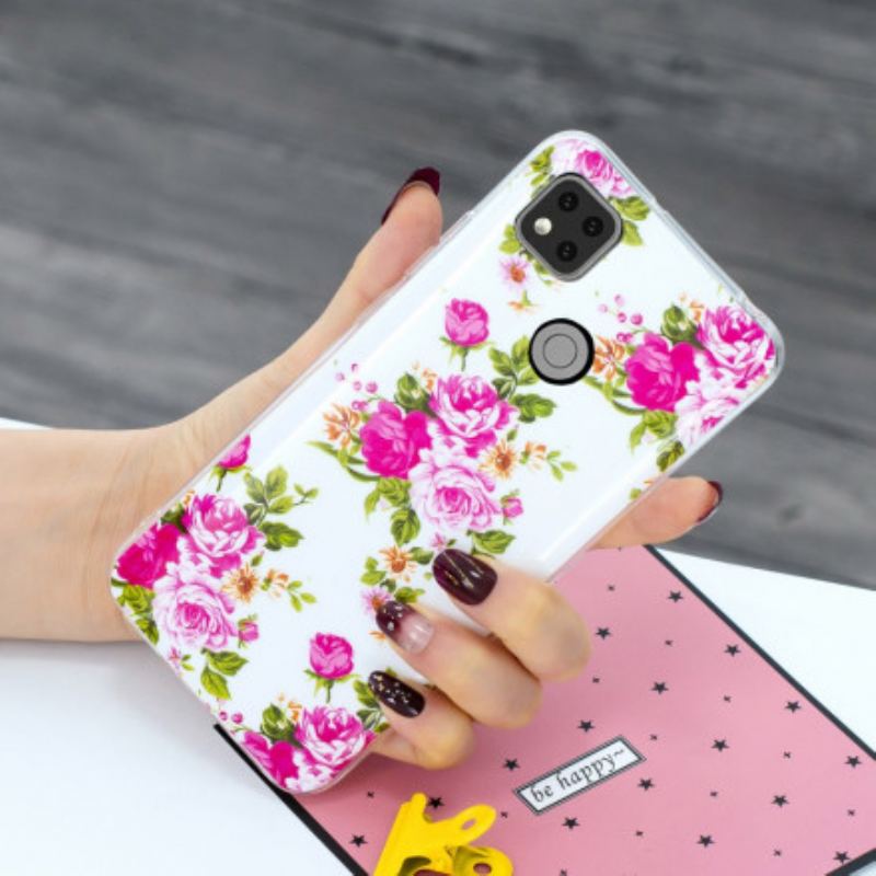 Cover Xiaomi Redmi 9C Fluorescerende Liberty-blomster