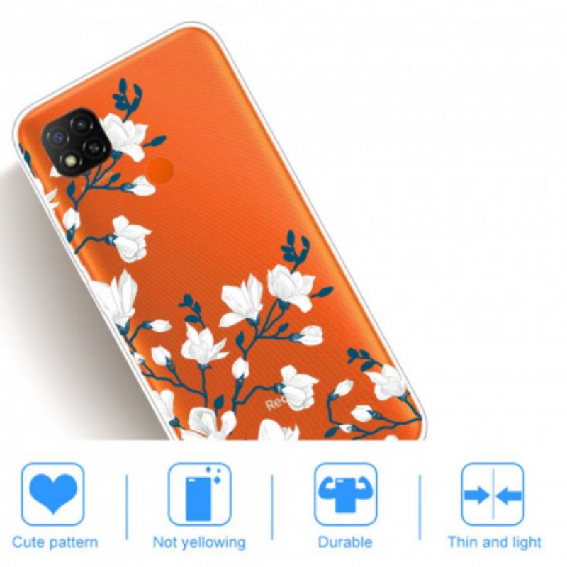 Cover Xiaomi Redmi 9C Hvide Blomster