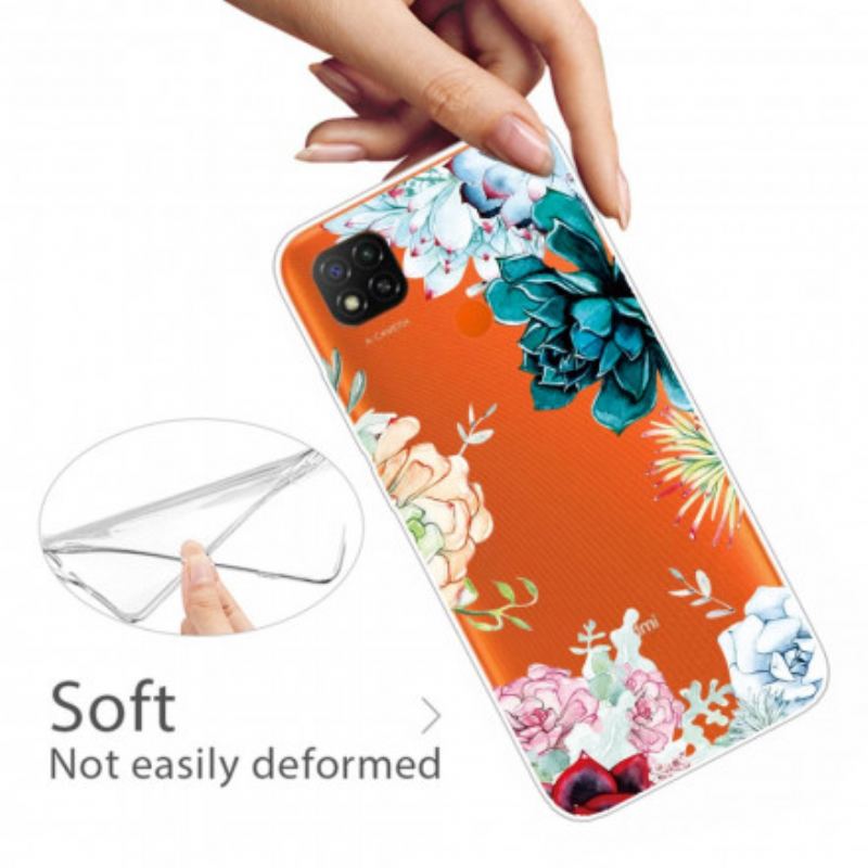 Cover Xiaomi Redmi 9C Sømløse Akvarelblomster