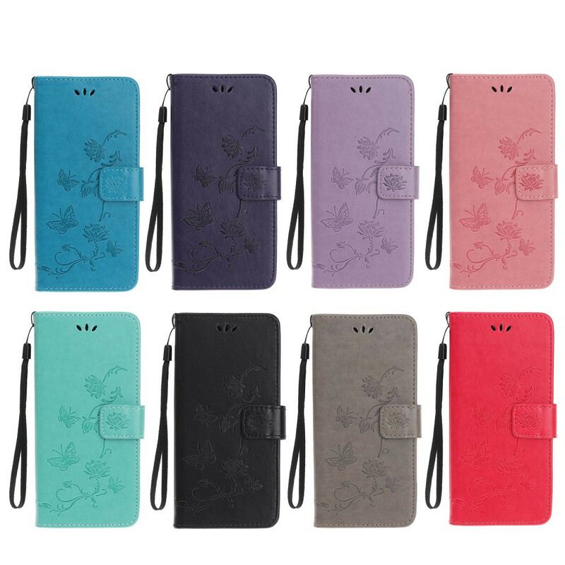 Flip Cover Xiaomi Redmi 9C Asiatiske Sommerfugle Og Blomster