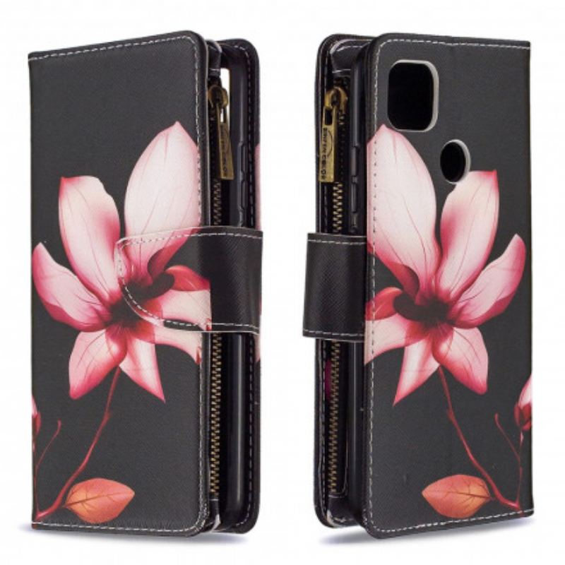 Flip Cover Xiaomi Redmi 9C Blomsterlomme Med Lynlås