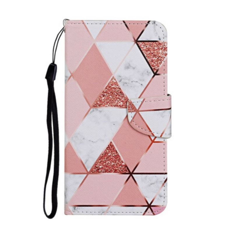 Flip Cover Xiaomi Redmi 9C Marmor Og Glitter Trekant