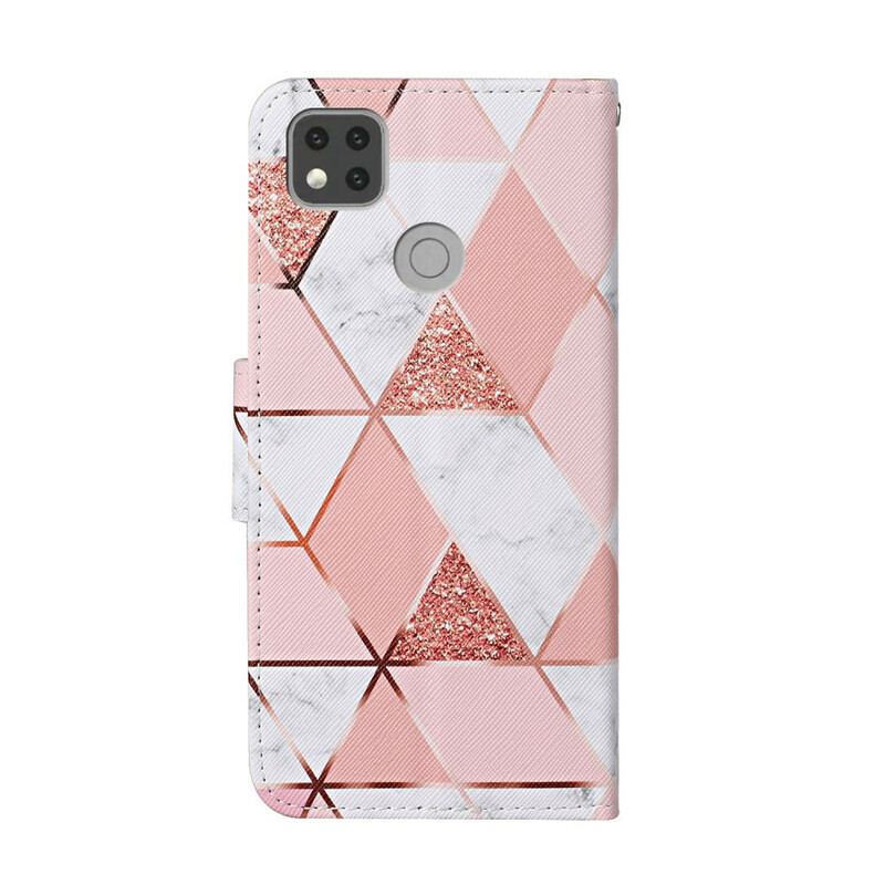 Flip Cover Xiaomi Redmi 9C Marmor Og Glitter Trekant