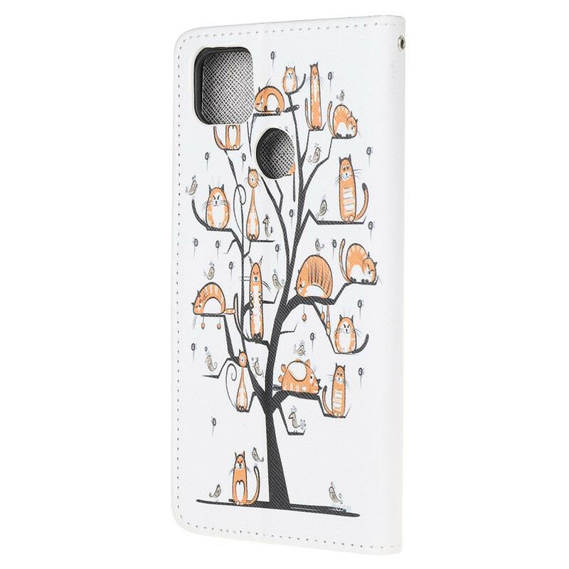 Flip Cover Xiaomi Redmi 9C Med Snor Funky Cats Med Rem