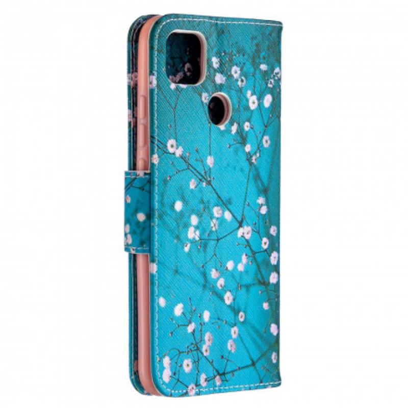 Læder Cover Xiaomi Redmi 9C Blomstrende Træ