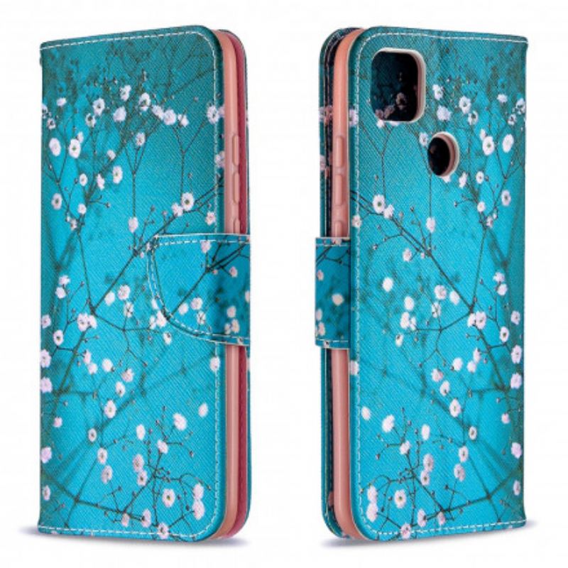 Læder Cover Xiaomi Redmi 9C Blomstrende Træ