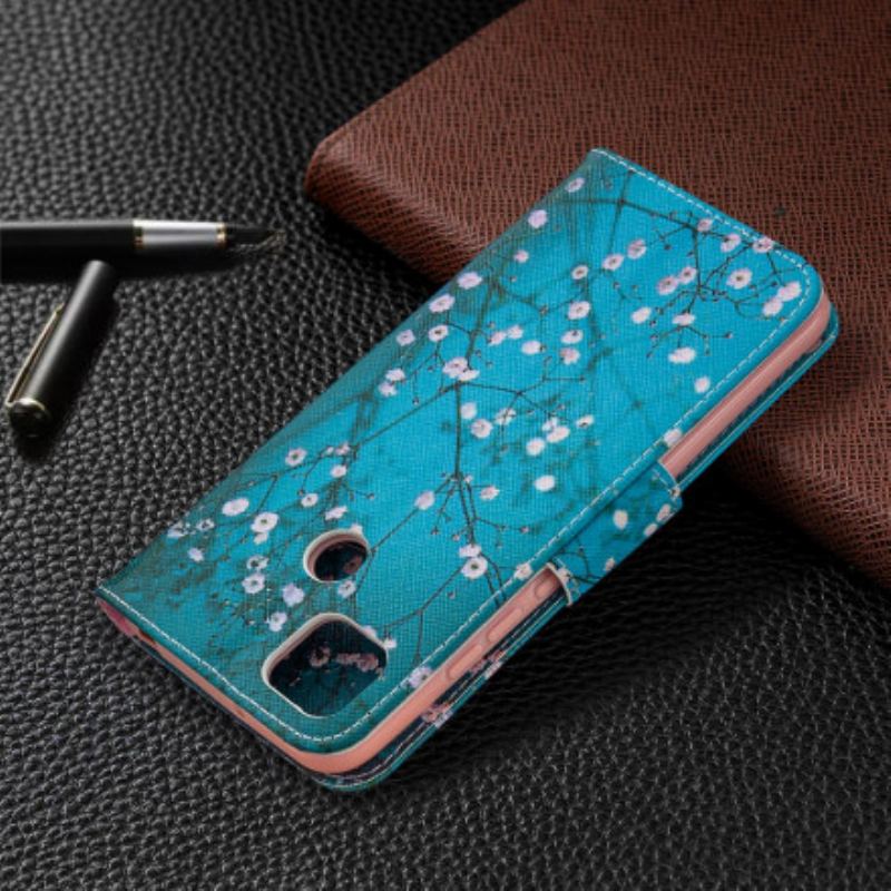 Læder Cover Xiaomi Redmi 9C Blomstrende Træ