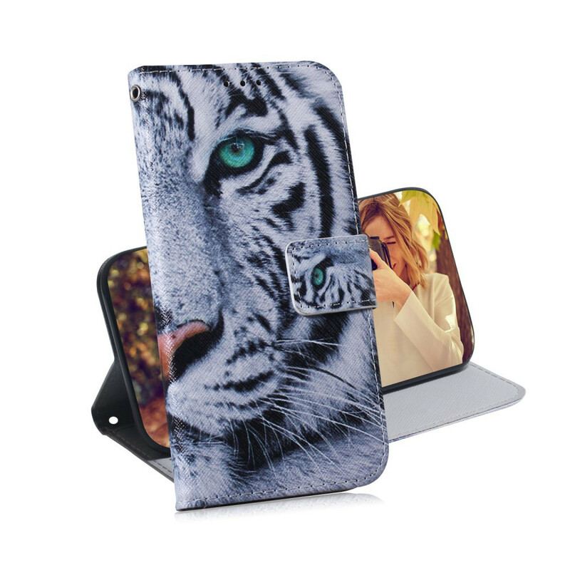 Læder Cover Xiaomi Redmi 9C Tiger Ansigt