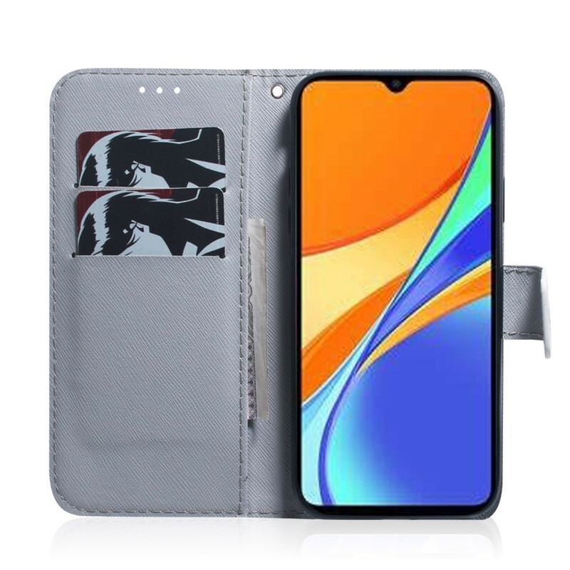 Læder Cover Xiaomi Redmi 9C Tiger Ansigt